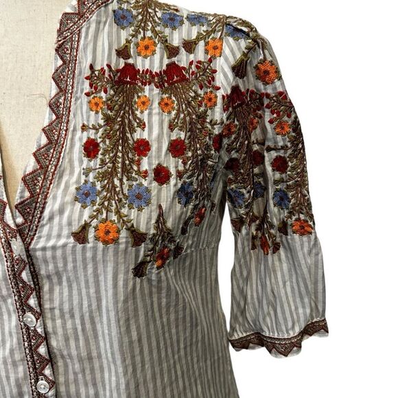 Sundance Red and Brown Embellished Blouse - Picture 4 of 9